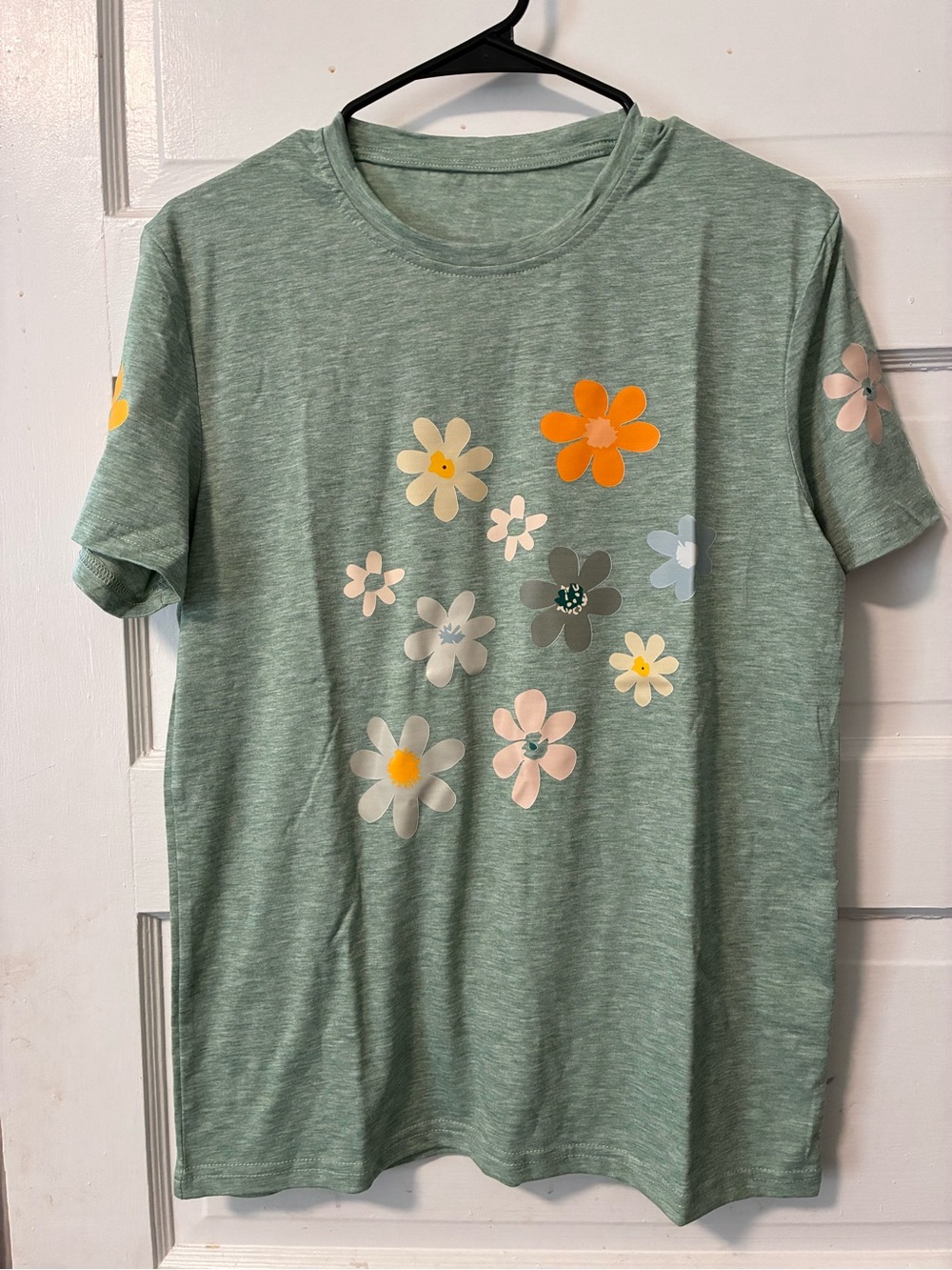 Sage Green Floral Graphic Short Sleeve Tee